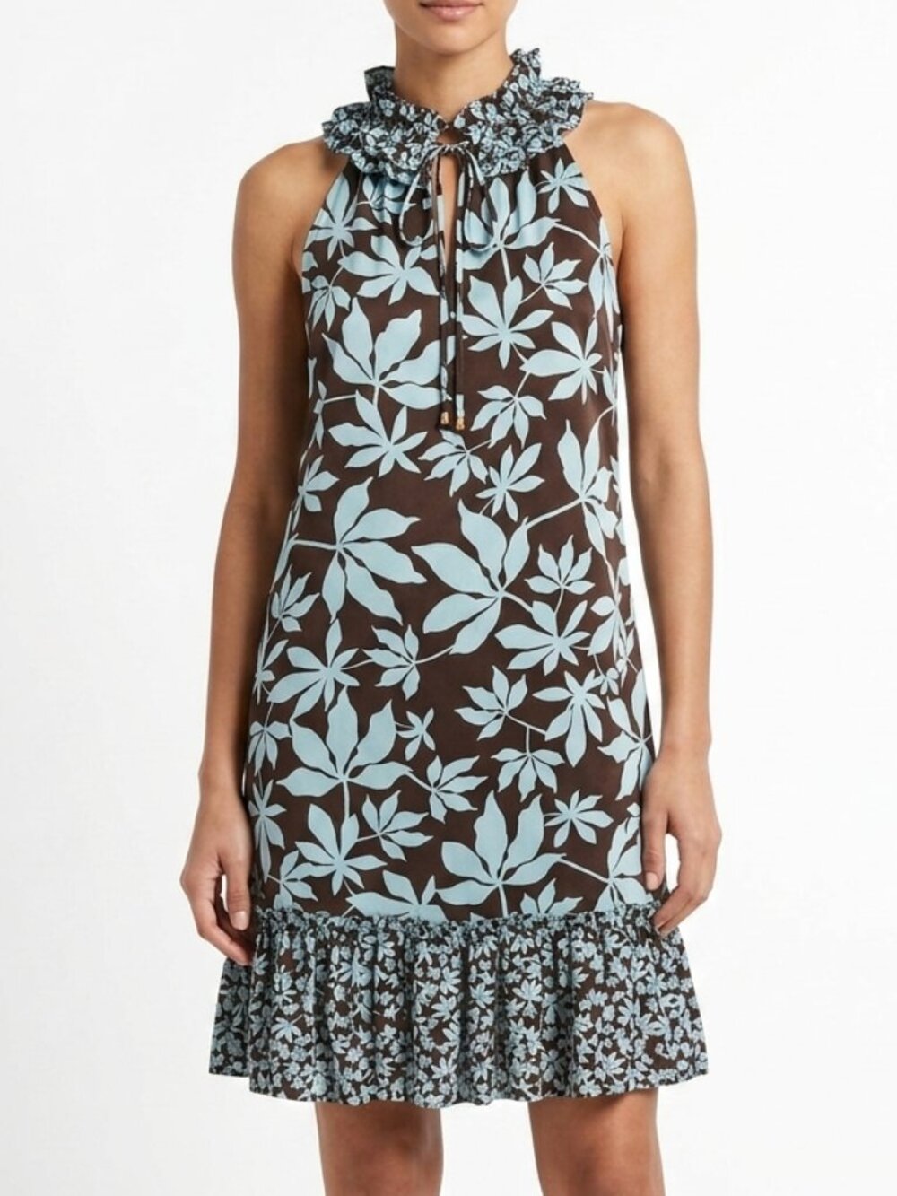 Karen Kane "Indian Summer" Silk Ruffle Sleeveless Dress NEW Sz. XS